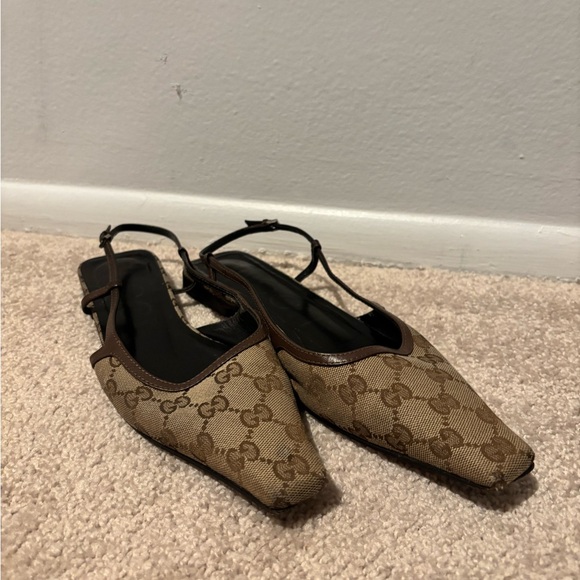 Gucci GG Monogram Slingback Flats - Picture 1 of 13